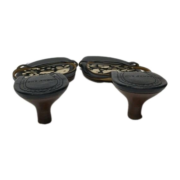 Lands' End Kitten Heels Open Straps Sandals Low Heel Slip-On Women 7B Black 2442 - Picture 4 of 10